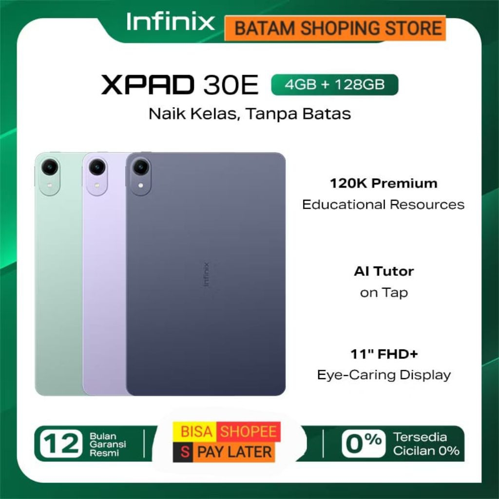 TABLET INFINIX XPAD 30E RAM 4GB + 128GB 4G LTE NEW GARANSI RESMI