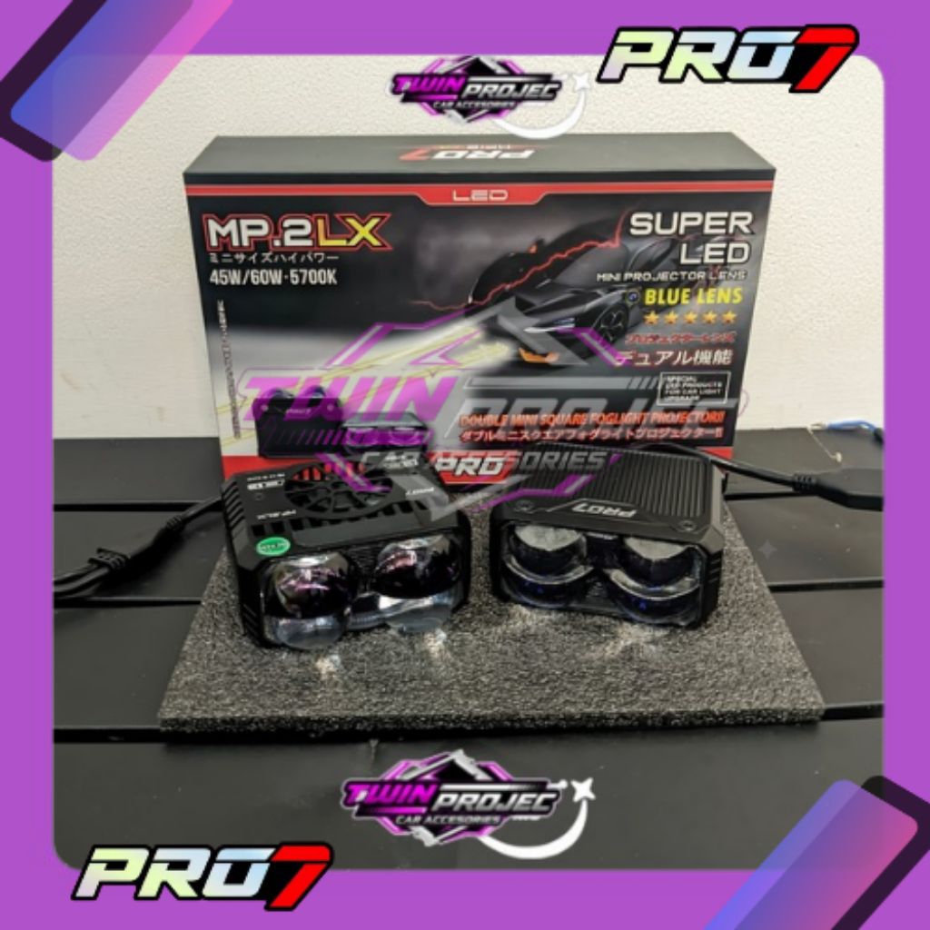 DOUBLE Mini Projie Pro7 MP.2LX Super LED Blue LENS 2 x 50W/MP 2LX MINI PROJIE 2 Mata Bluelens