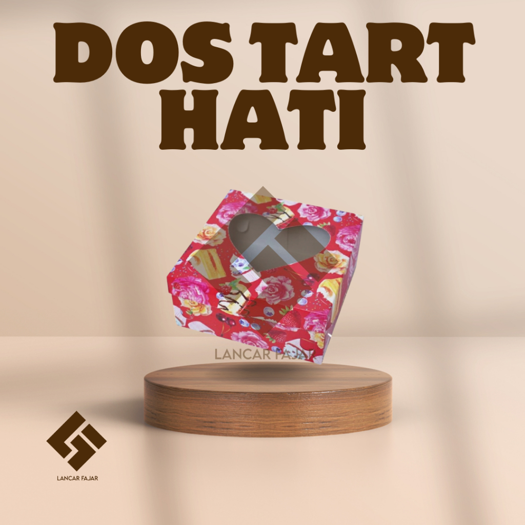 Dus Kue Motif Bunga 10 Pcs Merah Transparan dos tart hati / dus kue motif / dus seserahan / dus hant