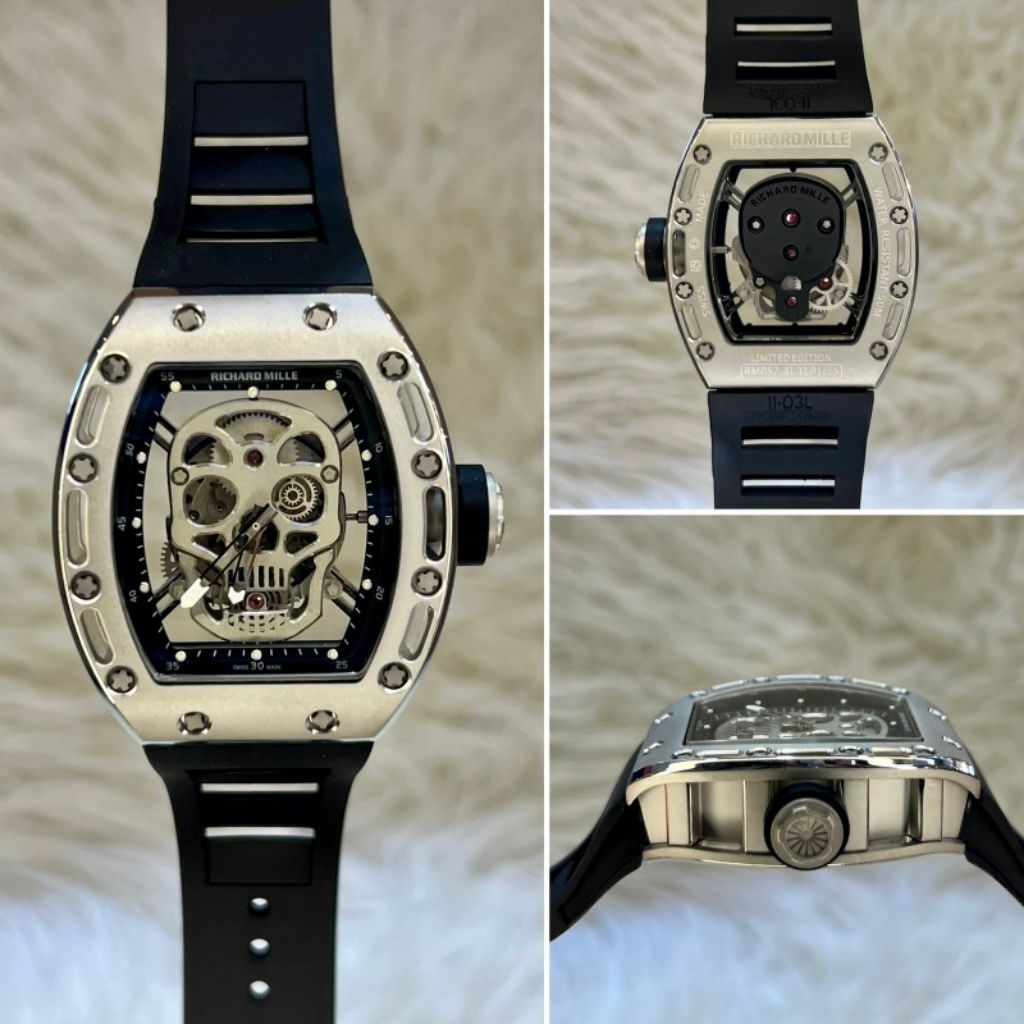 Jam tangan pria RM Automatic 42MM 052 Skull Stainless Swiss