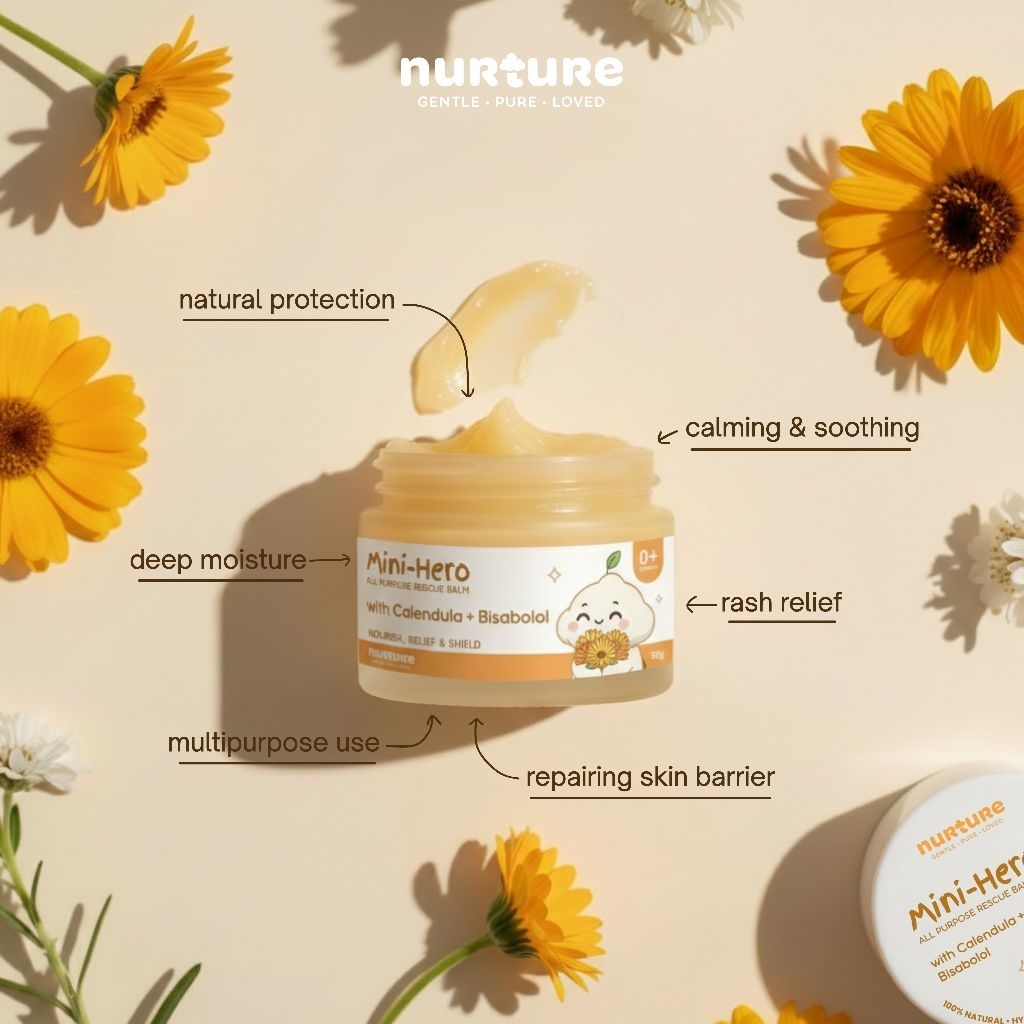 Nurture Mini-Hero Rescue Balm 15g | Calendula Bisabolol Healing Salve for Eczema and Dry Skin | Sale