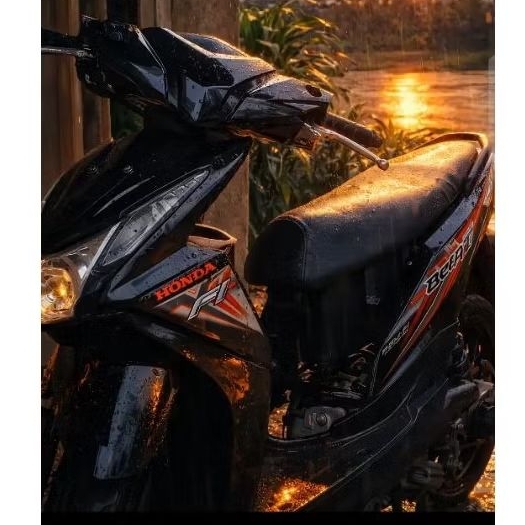 Striping Beat Fi 2015 Hitam Sticker ORI Honda Beat Fi Stater Halus 2015 Full Hitam merah