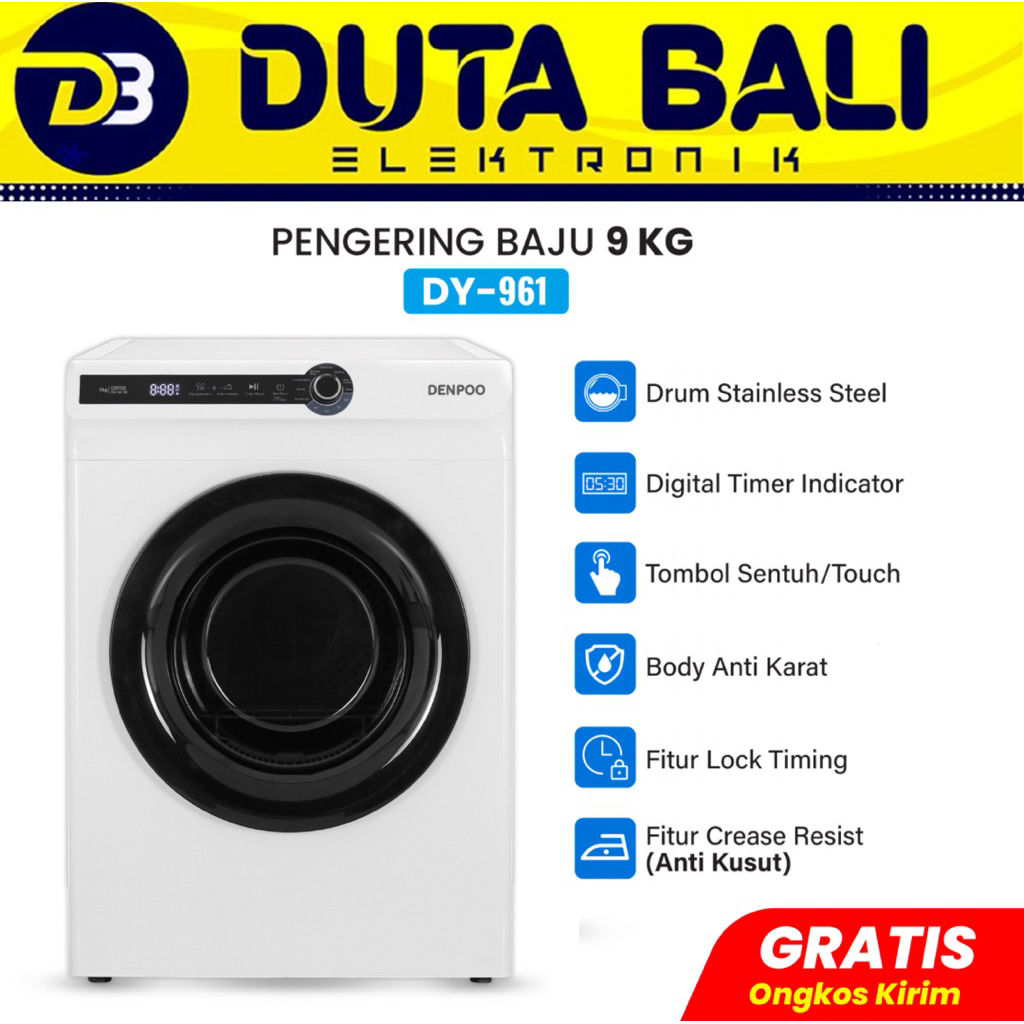 Denpoo Mesin Pengering Pakaian Laundry Mesin Dryer DY 961