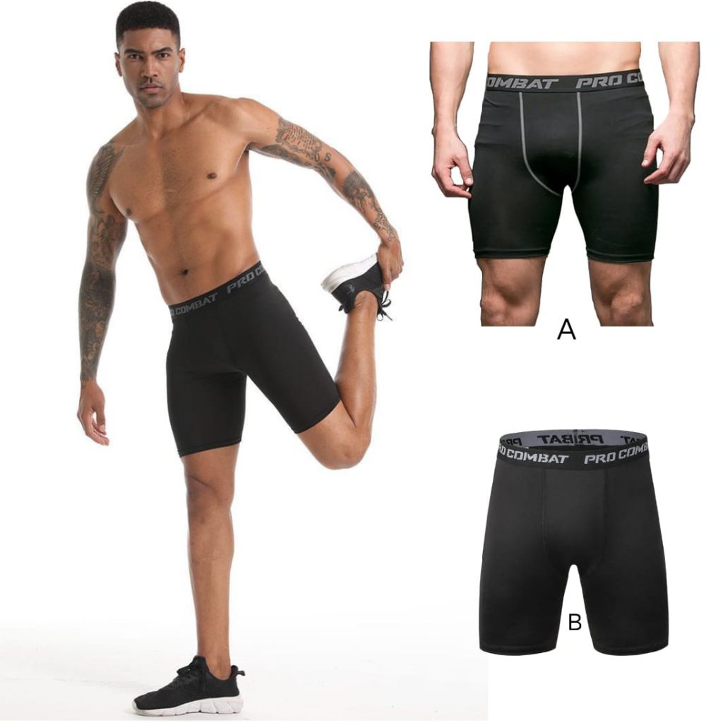 celana pendek ketat olahraga pria, celana gym fitness pria
