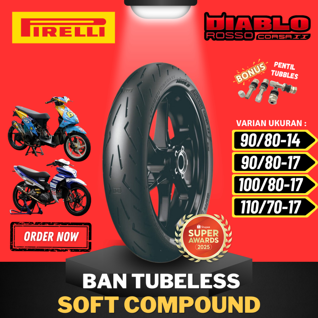 [READY COD] BAN PIRELLI DIABLO ROSSO CORSA 2 ( 90/80-14 / 90/80-17 / 100/80-17 / 110/70-17 ) SOFT CO