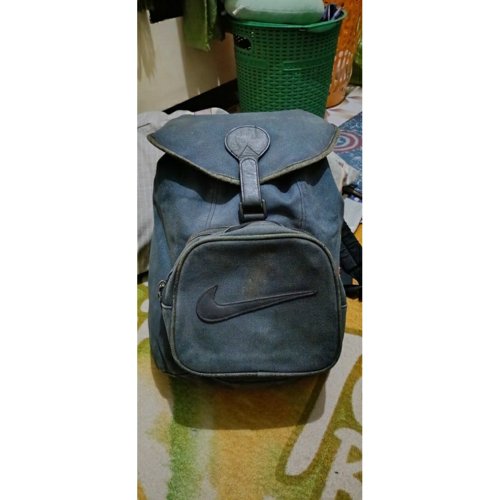 Ransel/Backpack NIKE Vintage Tahun 90-an Warna Biru Dongker (Navy) Bahan Kanvas