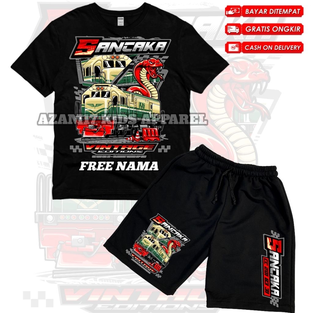 Setelan Kaos Celana Pendek Anak Kereta Api Sancaka Vintage Railfans Free Nama / Setelan Kaos Boardsh