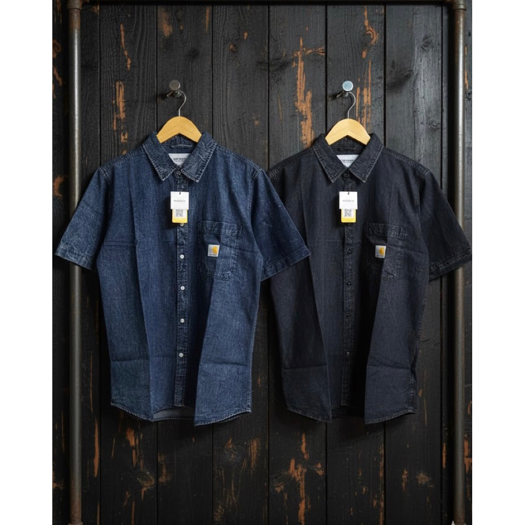 KEMEJA DENIM CARHARTT 1:1ORIGINAL KANCING EMBOSS