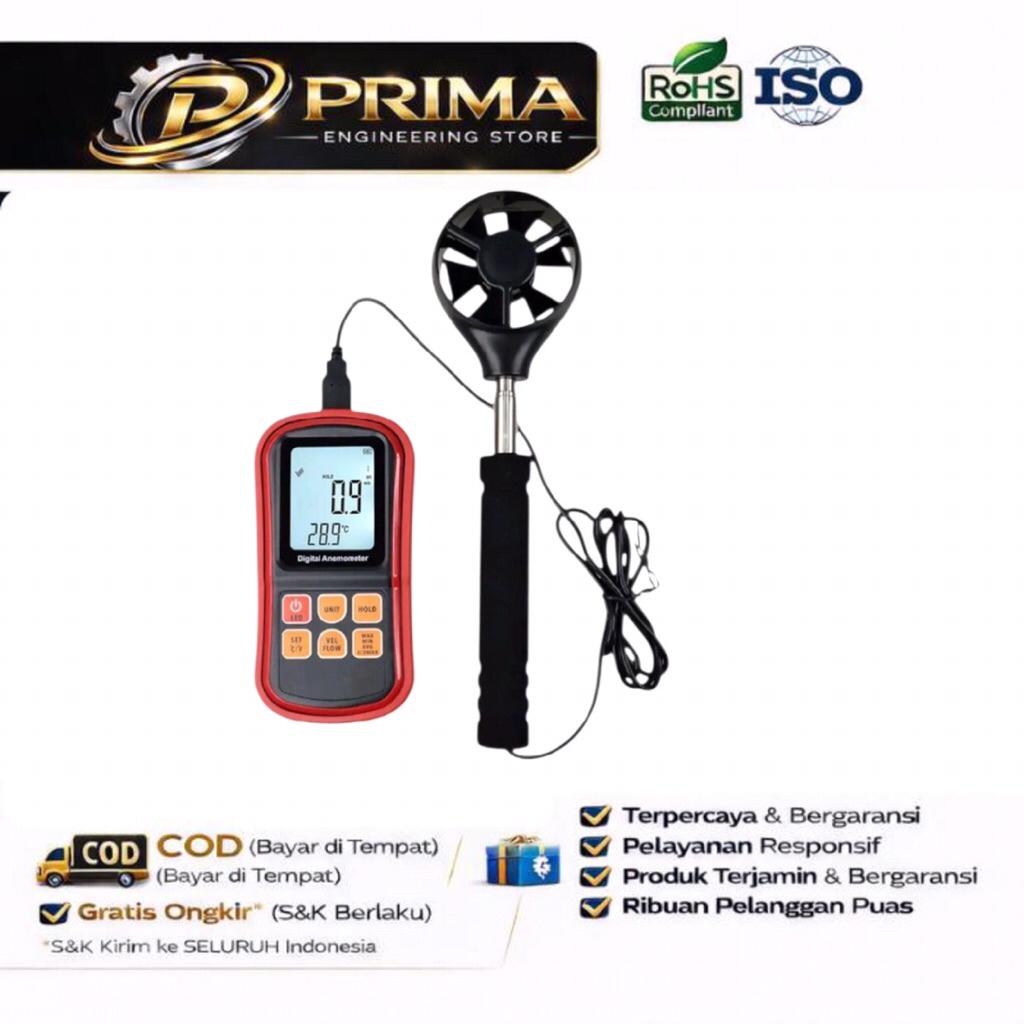 Anemometer Telescopic Benetech GM8909 Wind Meter Flow Air Tester Digital Retractable GM-8909 ISO RoH