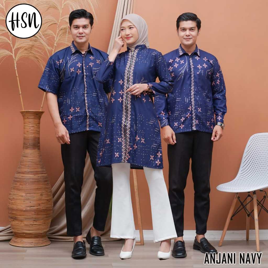 Batik Tunik Anjani Couple Jumbo Modern Set Pakaian Couple Kemeja Batik Pria Premium Baju Batik Coupl