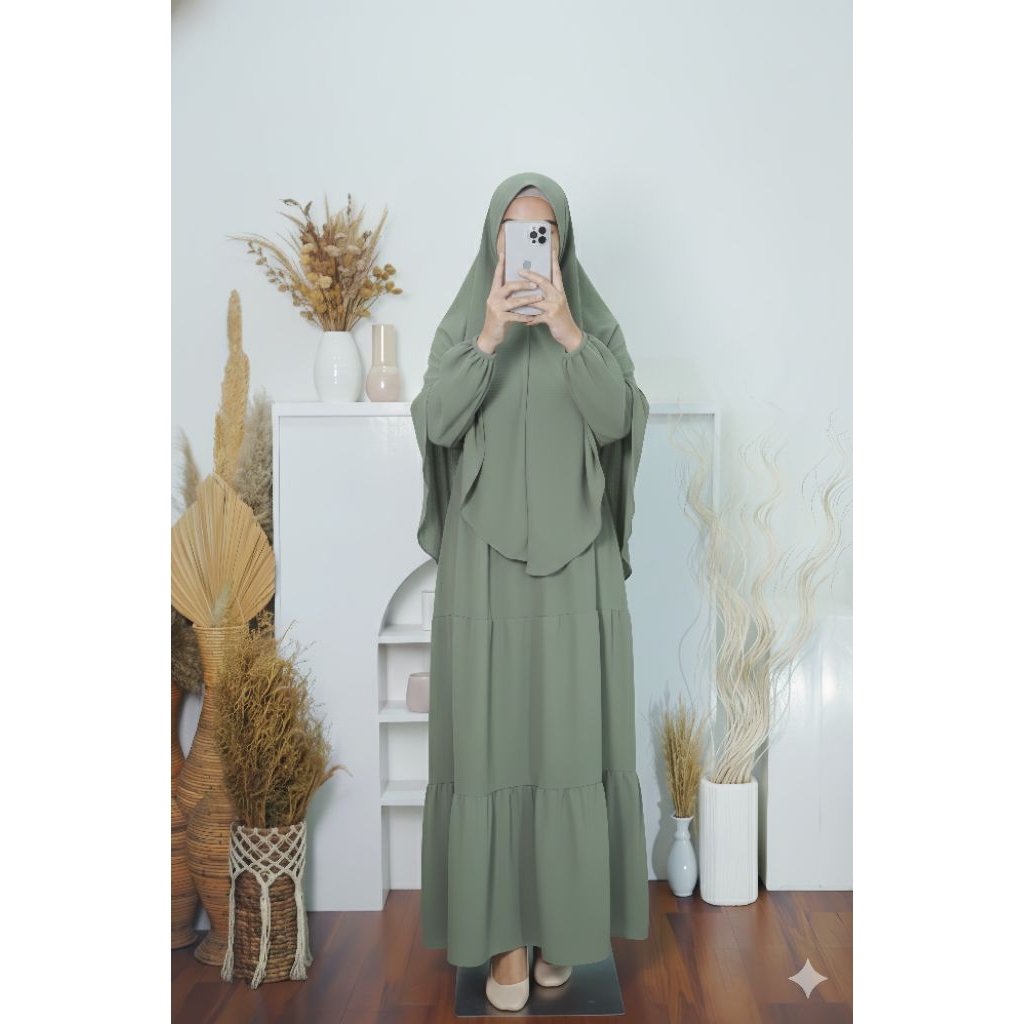 gamis set kerudung set gamis syari polos gamis polos set kerudung