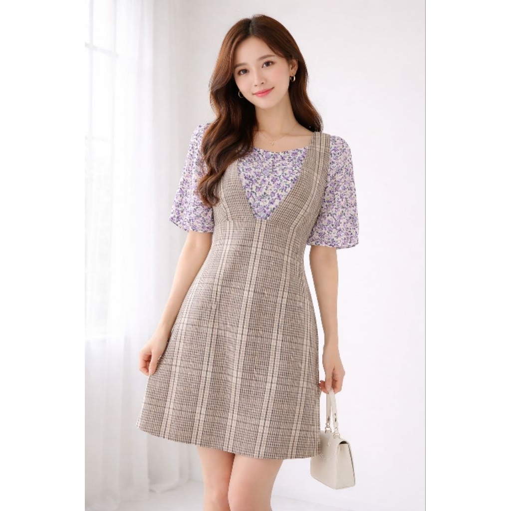 PRELOVED ZARA OVERALL DRESS TARTAN