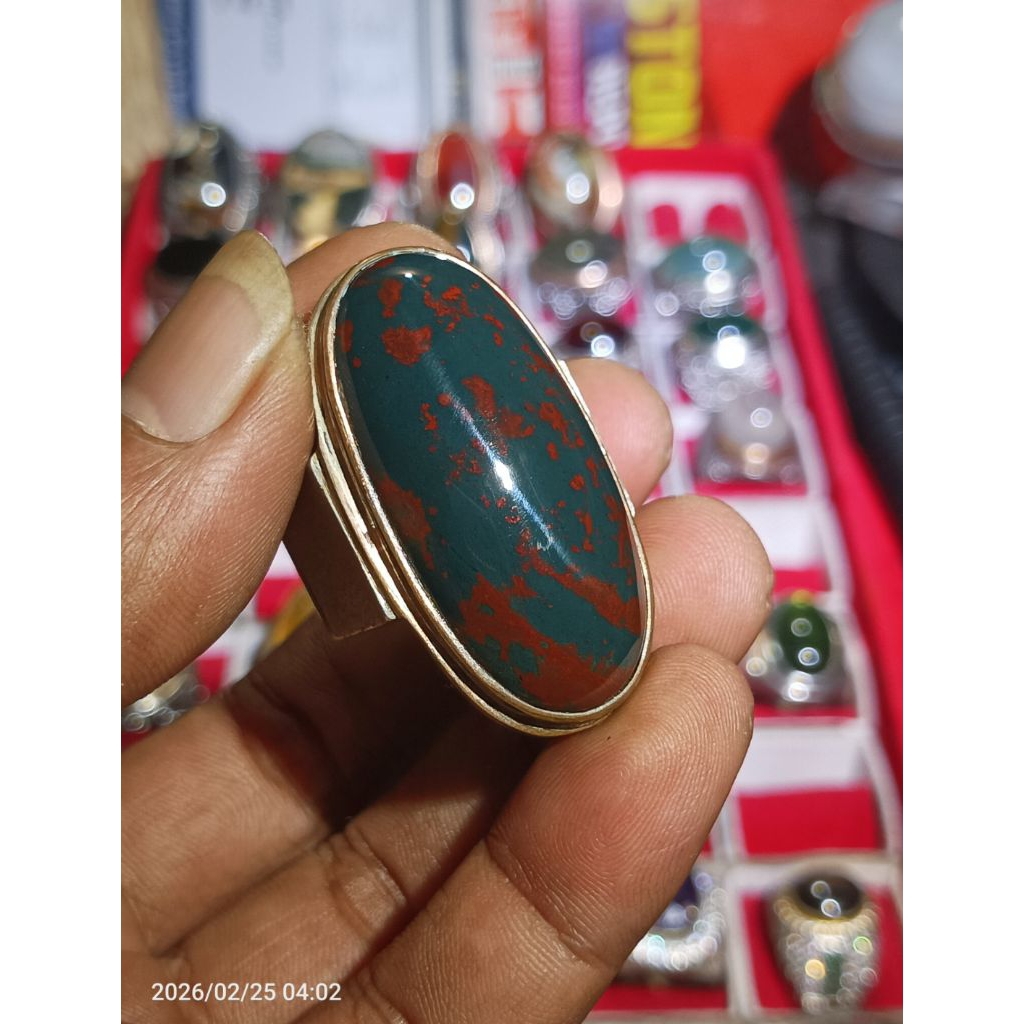Batu Akik Rare Item Batu Nogosui Nagasui Nogo sui Naga sui Klawing Blood Stone Ring Perak Handmade