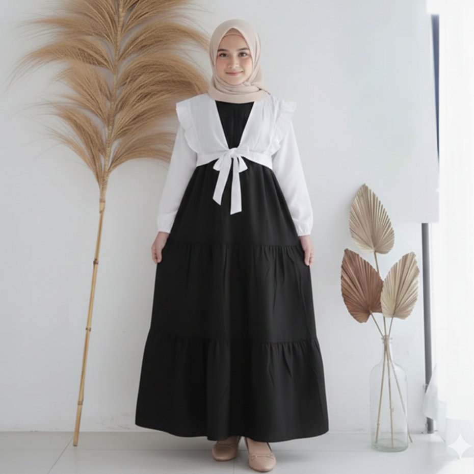 GAMIS ANAK REMAJA TANGGUNG LEBARAN DENGAN SET ROMPI TERPISAH