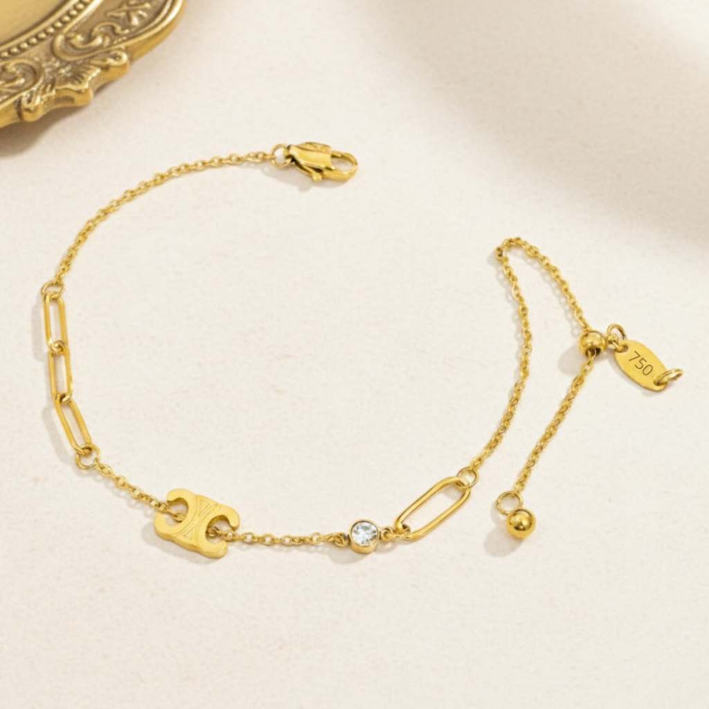 G290 Gelang Titanium Premium Wanita Lapis Emas 18 KGP