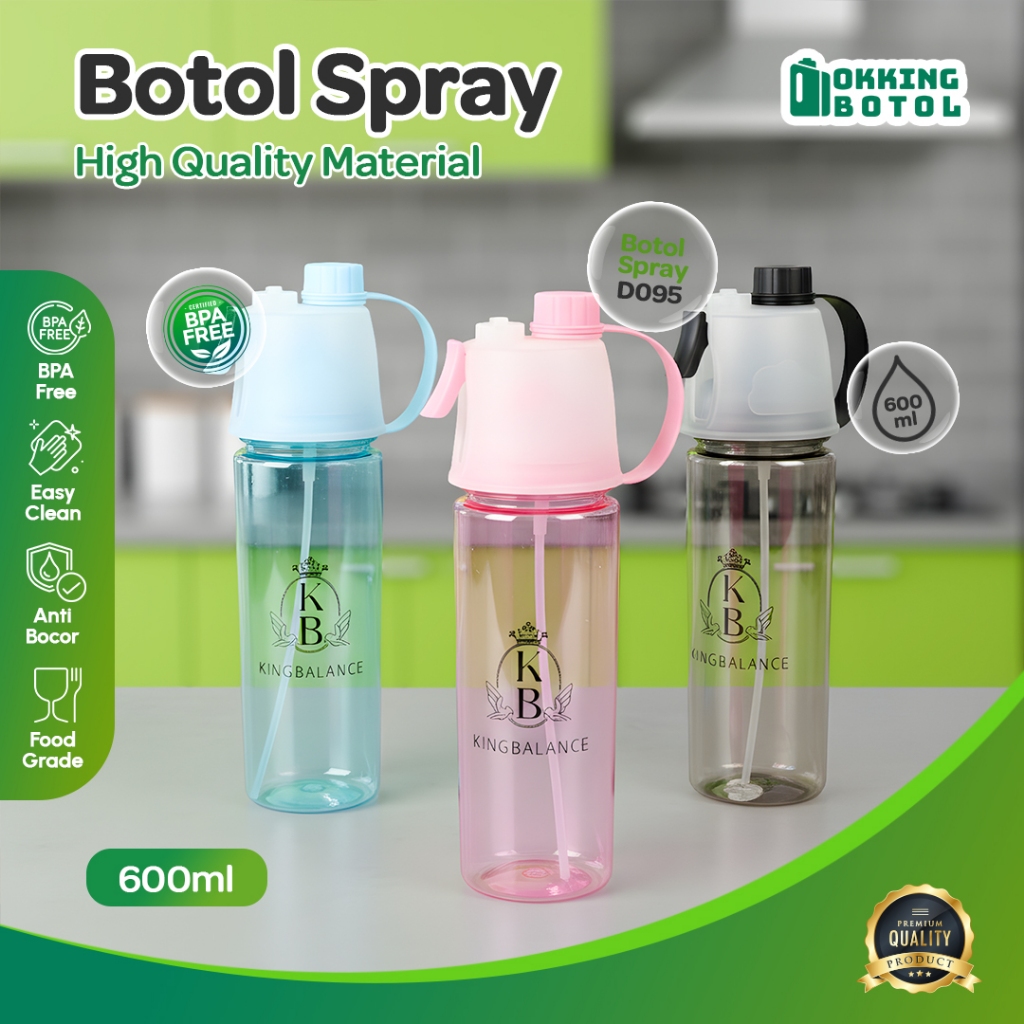Botol minum semprot Sport Spray Water / Botol Minum Sport Spray Water Bottle 600 ML BPA FREE D095