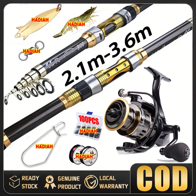 COD 180-330cm Joran Full Set Pancingan 1000-6000 Reel Pancingan Set Lengkap Joran Set