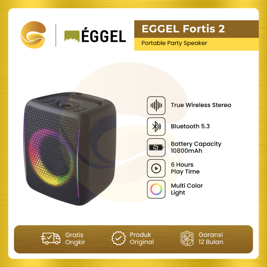 EGGEL Fortis 2 Portable Party Speaker with RGB Lights
