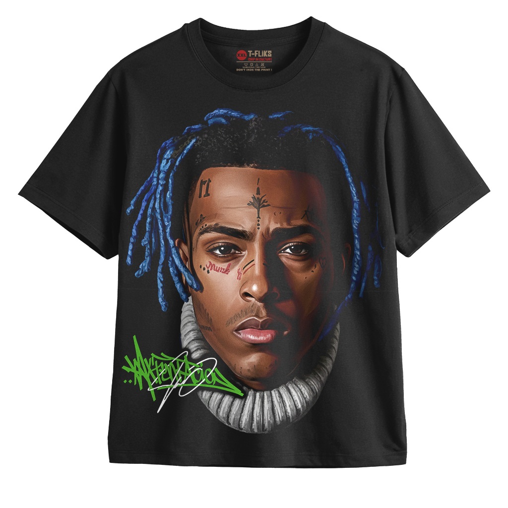 XXXTENTACION FACE KAOS BAND TSHIRT OVERSIZE UNISEX HITAM - TFLIKS