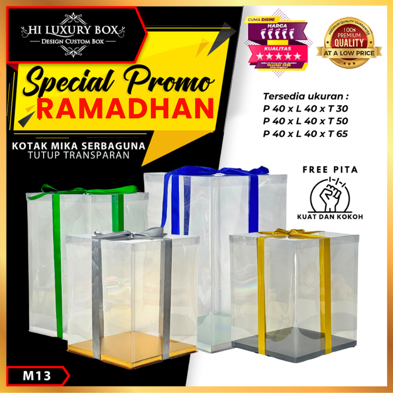 Hiluxury Box Kotak Mika Serbaguna Tutup Transparan|40X40| M13