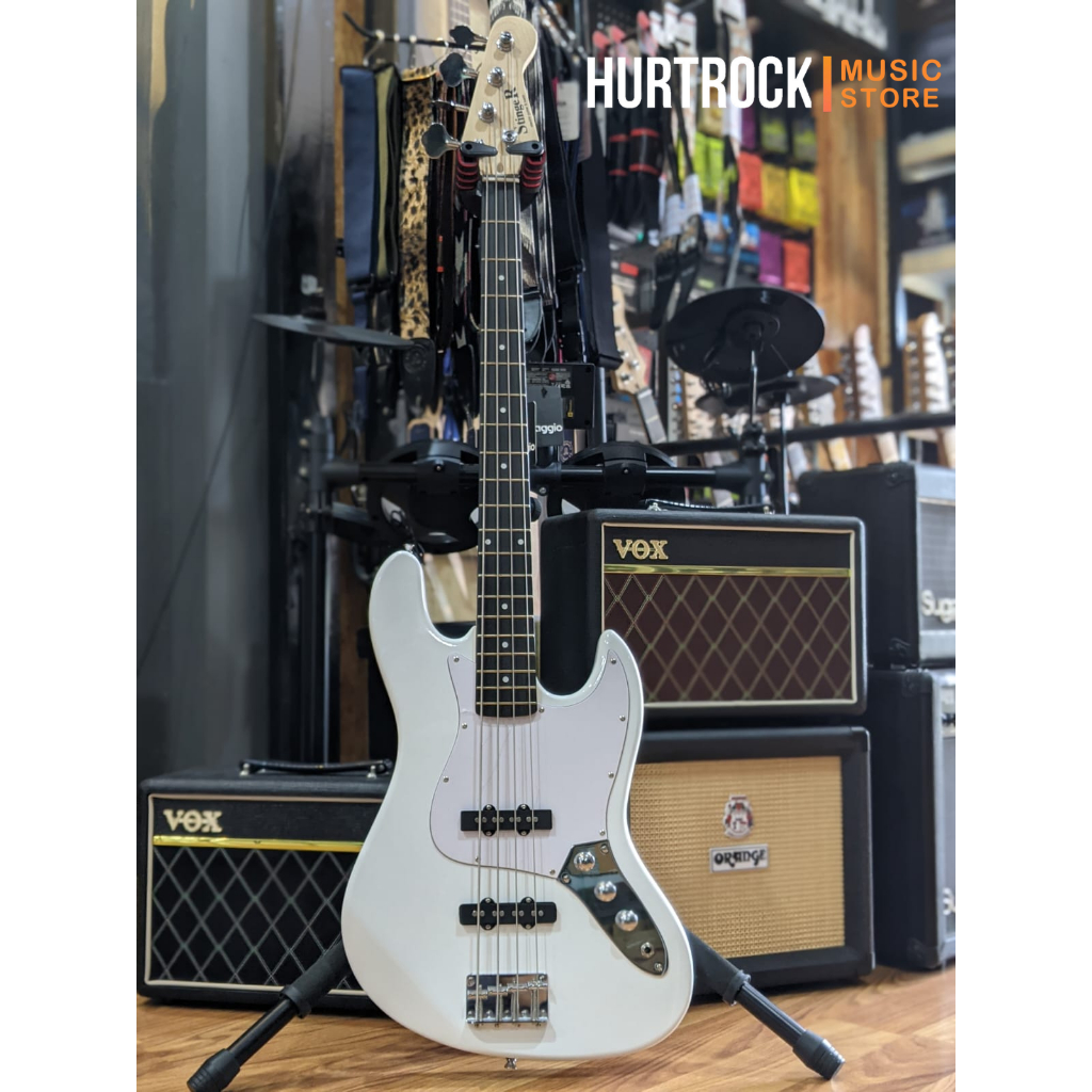 Stinger Jazz Bass Guitar White