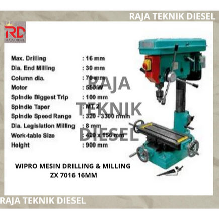 Wipro Mesin Drilling & Milling 16 mm Bor Duduk 16mm ZX 7016 ZX7016 ORI