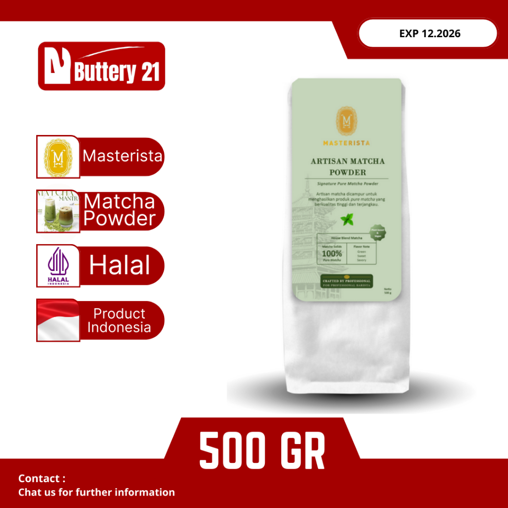 MATCHA POWDER 500 GR/ARTISAN MATCHA POWDER/MASTERISTA MATCHA/BUBUK MATCHA/MATCHA PURE