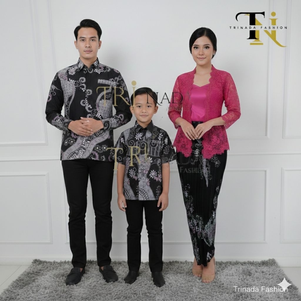 Trinada Fashion (SN Silver Lilac): Batik Set Keluarga / Batik Couple Keluarga / Batik Anak/Rok Batik