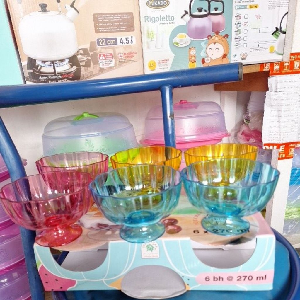 GELAS ES KRIM WARNA WARNI 6PCS