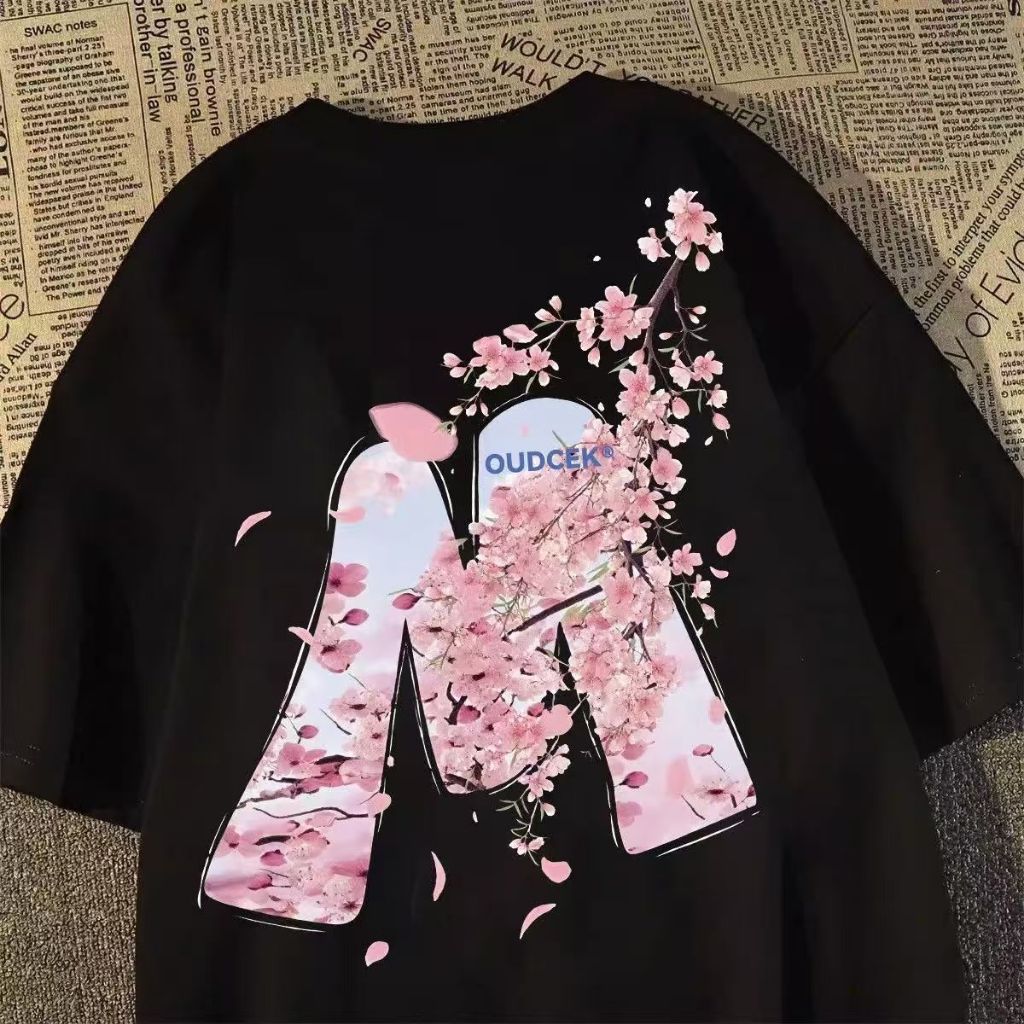 Kaos Pria Wanita Motif Bunga Sakura Keren