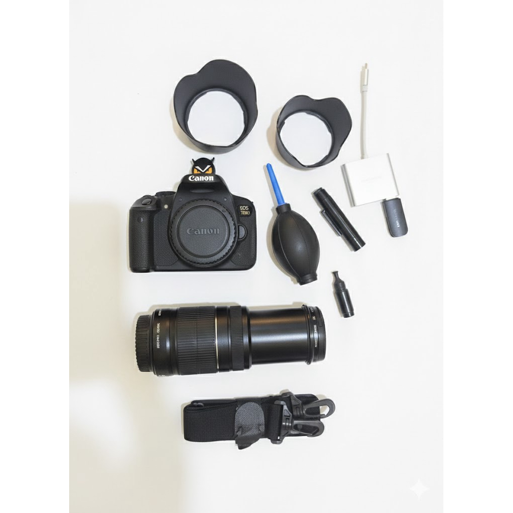 [No Vignette] Canon 700D + Lensa Tele Canon 55-250mm IS STM (+Bonus) Second Like New