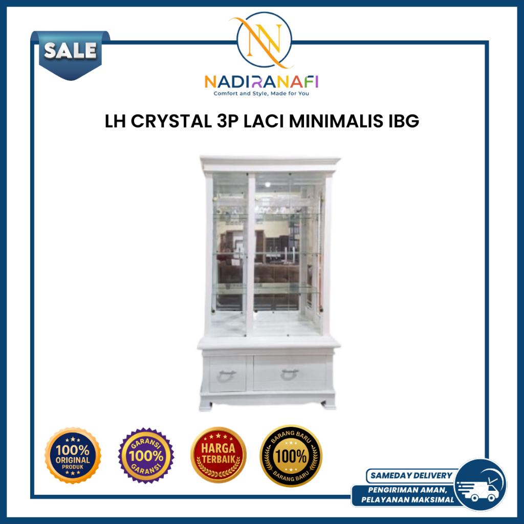 NADIRANAFI Lemari Hias Crystal Laci Minimalis Ibg Lemari Pajangan Kaca Ruang Tamu Mewah 3 Pintu