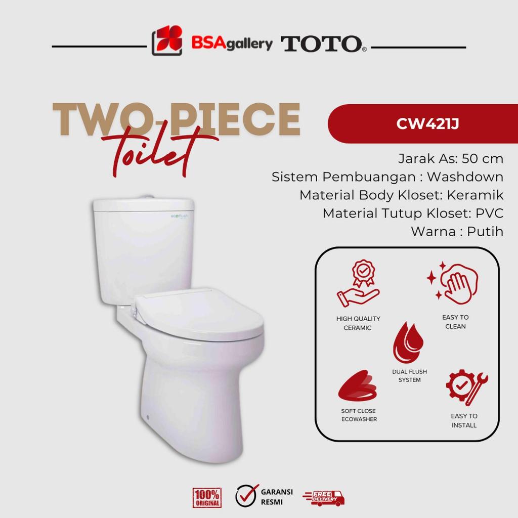 KLOSET DUDUK TOTO CW421J ECOWASHER DUAL FLUSH / TOTO CW 421 J KLOSET ECO TUTUP OTOMATIS