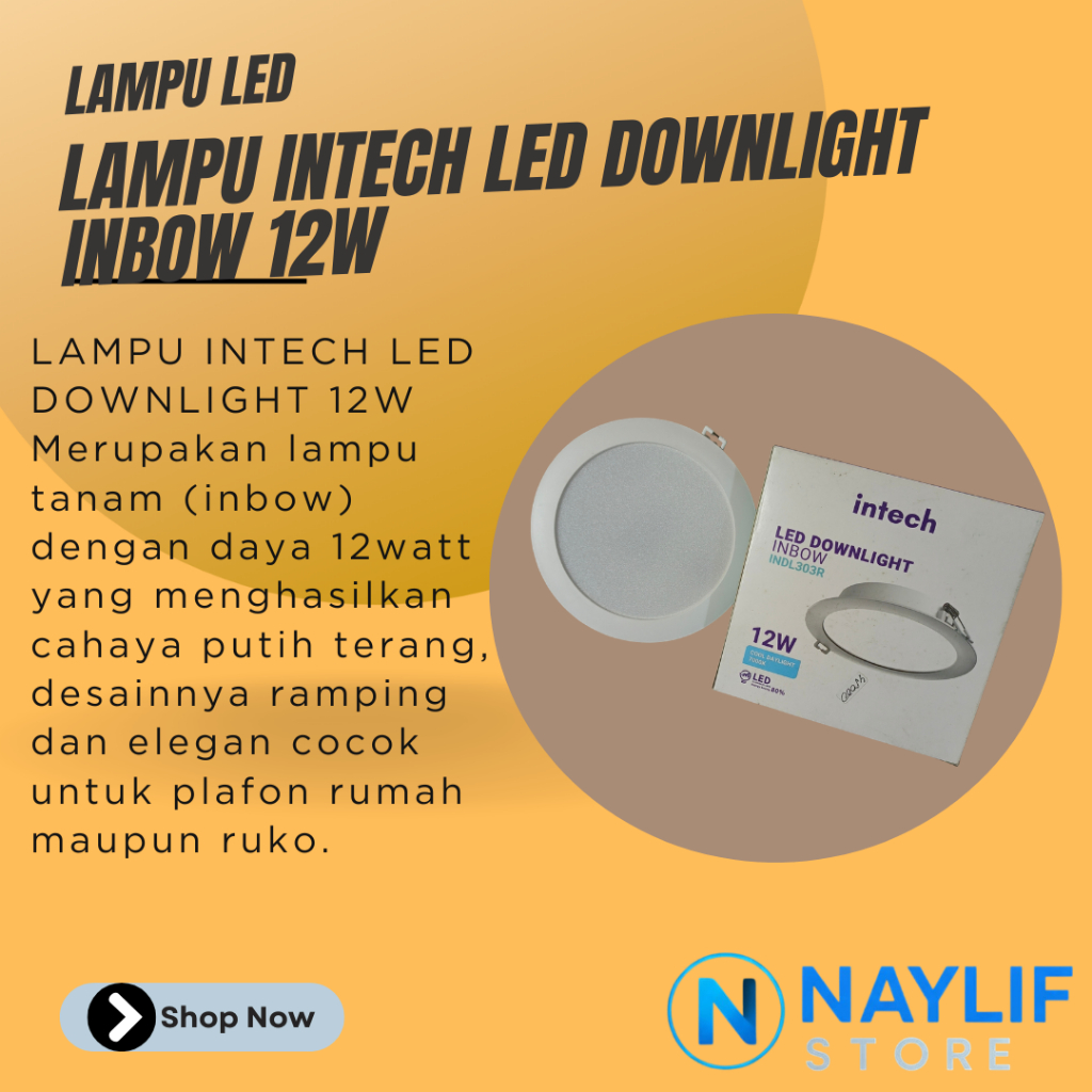 LAMPU PANEL INTECH LED DOWNLIGHT 12 WATT
