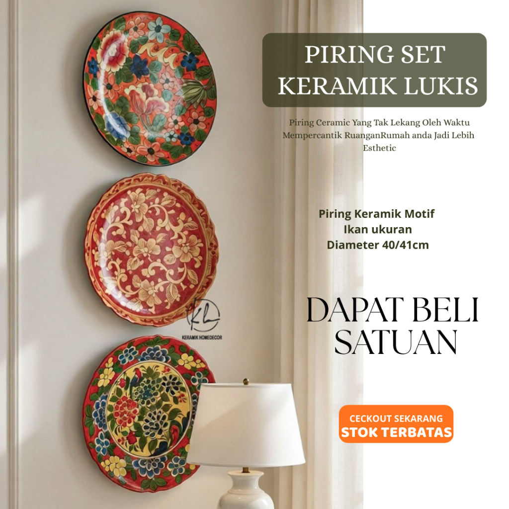 PIRING KERAMIK HIAS DEKORASI DINDING CANTIK & UNIK