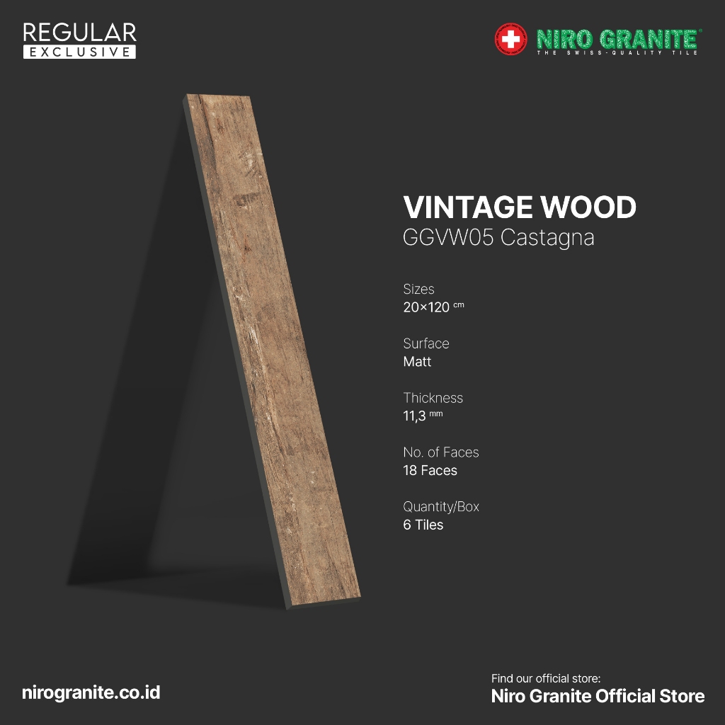 NIRO GRANITE 1st Grade - Vintage Wood GGVW05 - Matt - 20 x 120