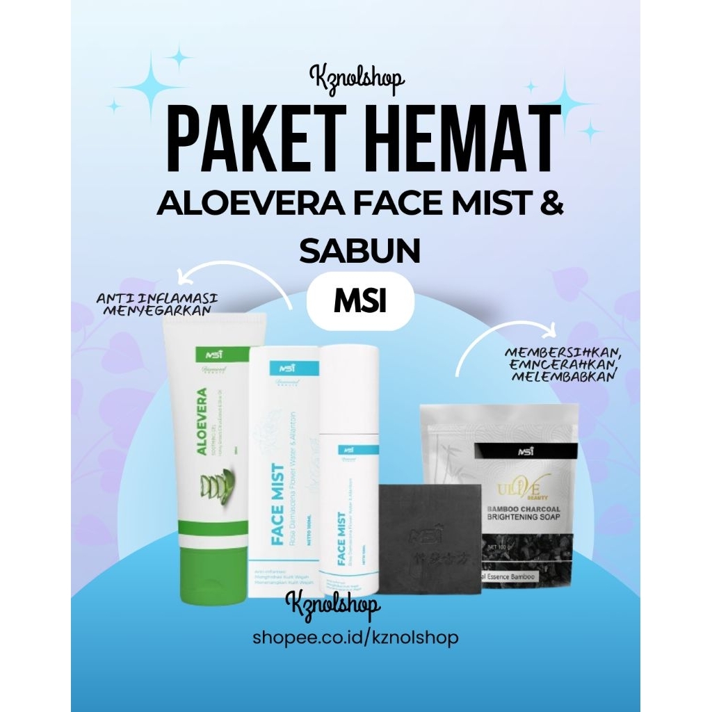 Paket Hemat Aloevera Face Mist dan Sabun Bamboo Charcoal MSI Arang Bambu ORIGINAL