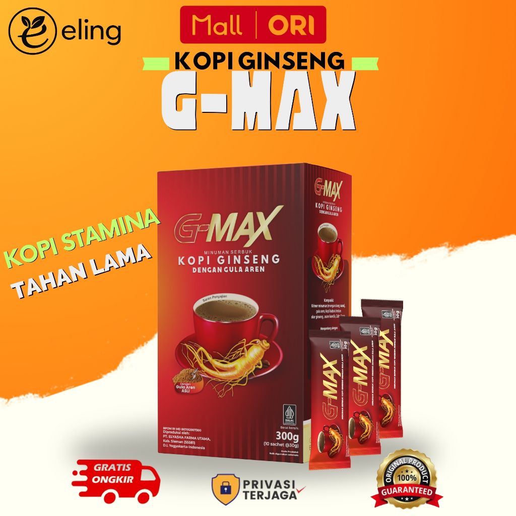 GMAX Minuman G-MAX Kopi Stamina Pria Kuat Tahan Lama Original Extra Gingseng Dan Gula Aren Asli