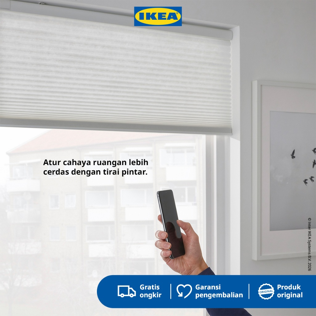IKEA PRAKTLYSING Tirai Gulung Anti Tembus Cahaya Dengan Remote 140x195cm Kain