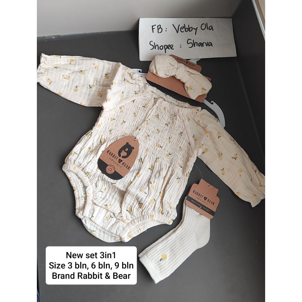 Set jumper bandana kaos kaki rabbit and bear