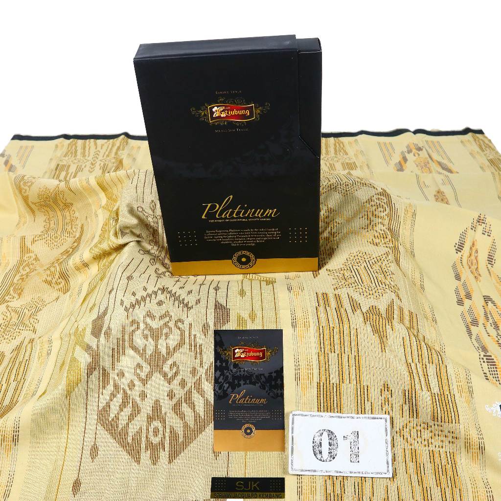 Sarung Ketjubung Platinum Gold Motif SJK Kombinasi Hitam Warna