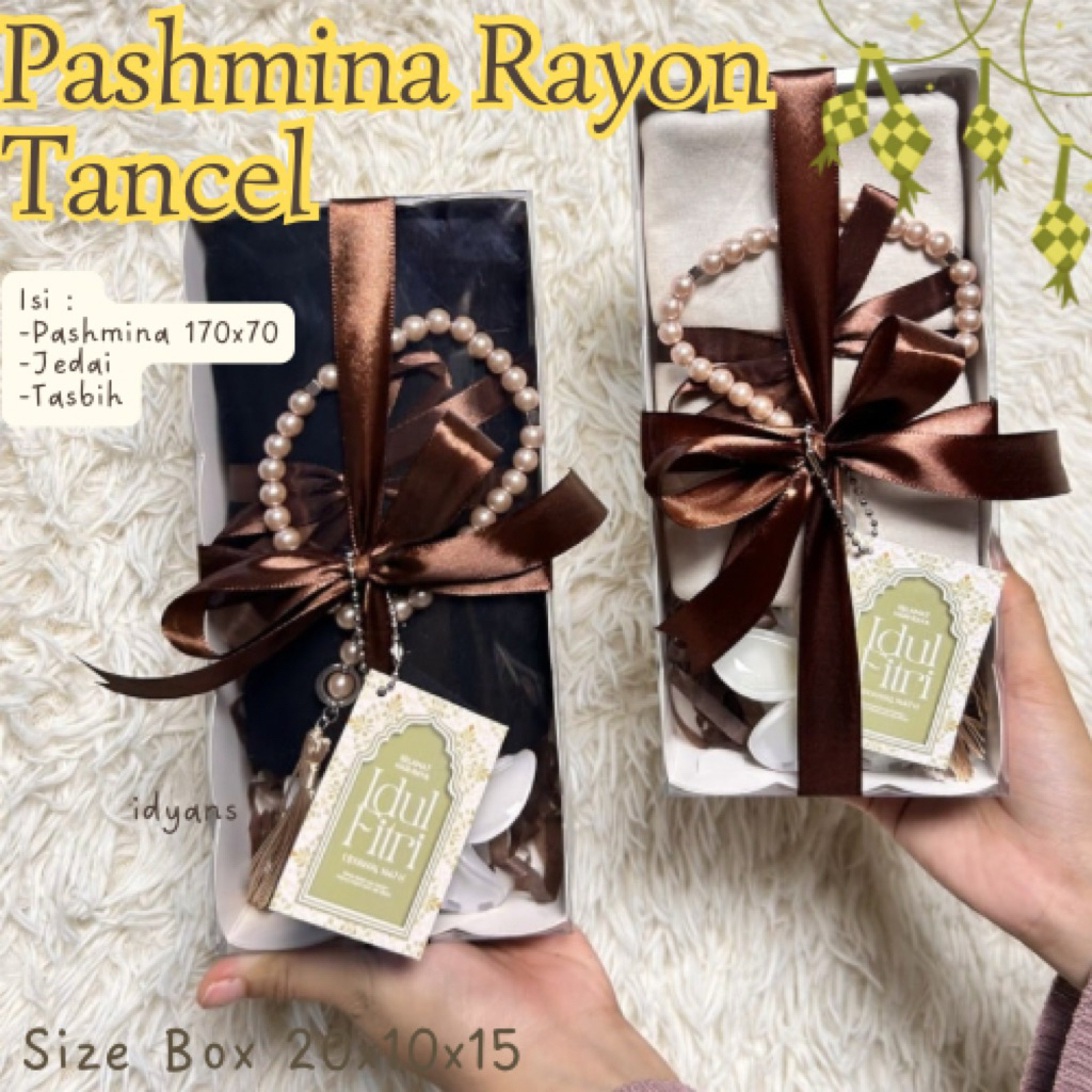 (PASHMINA RAYON TANCEL) HAMPERS HIJAB PASHMINA / HAMPERS HIJAB RAYON / HAMPERS LEBARAN / HAMPERS HIJ