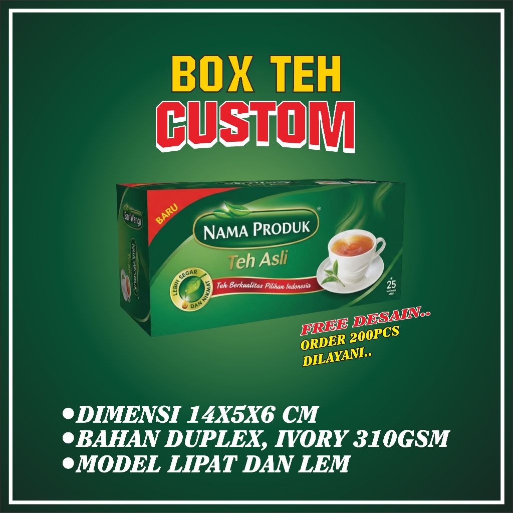 BOX TEH CUSTOM / DUS KEMASAN HERBALE CUSTOM