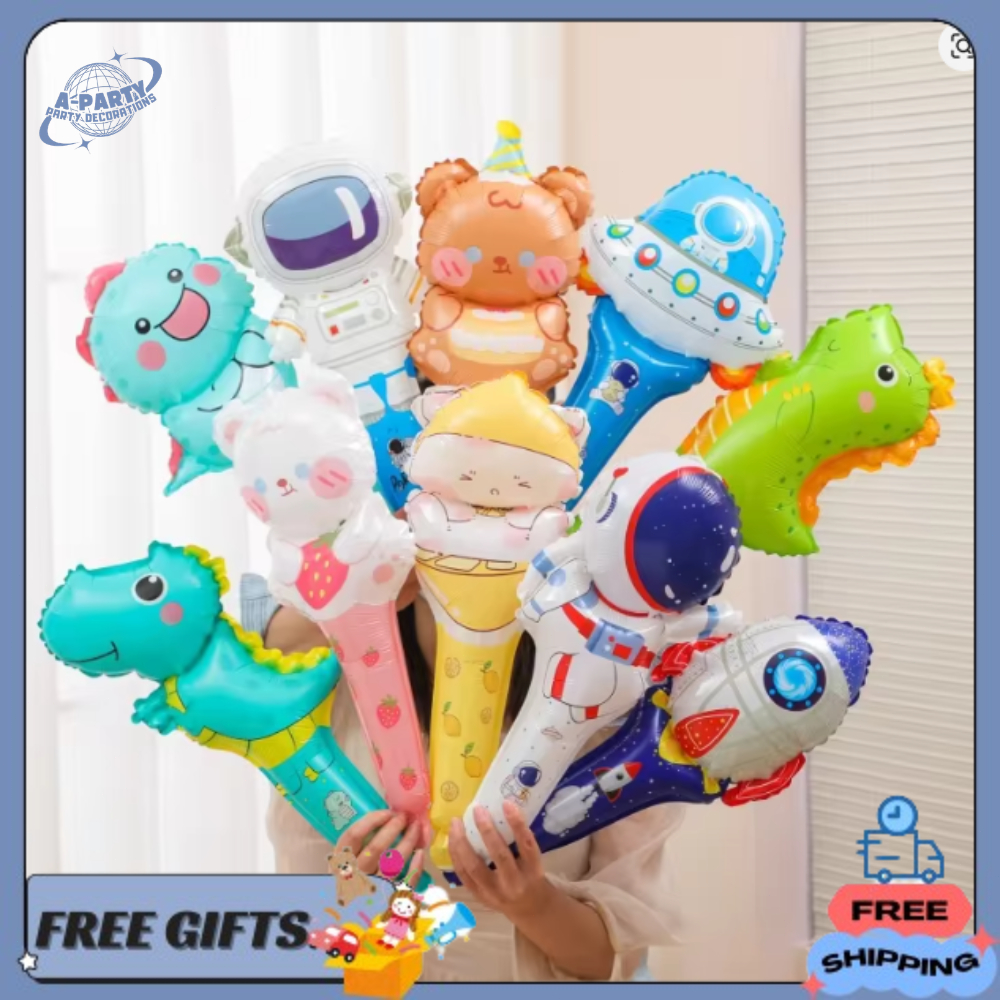 Stik Balon Foil Kartun Lucu Random Bergambar Naga Dan Roket Untuk Pesta Ulang Tahun, Mainan Anak-ana