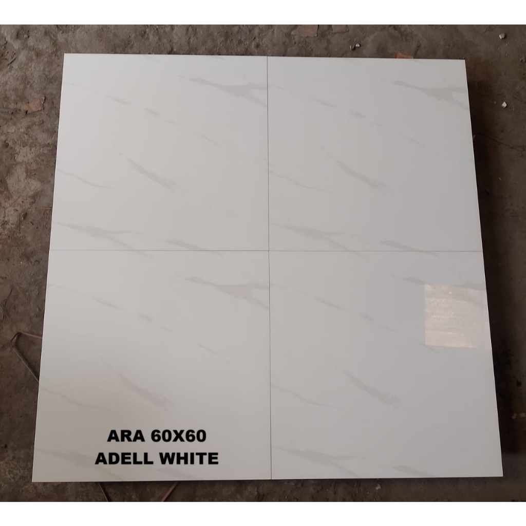 GRANIT LANTAI GLOSSY 60X60 ARA ADELL WHITE MOTIF CARARRA GRANIT 60X60 GLOSSY