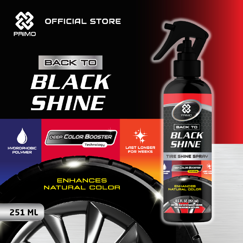 PRIMO Pengkilap Ban Back To Black Shine Tire Shine Spray Semir Ban Motor Mobil 251mL