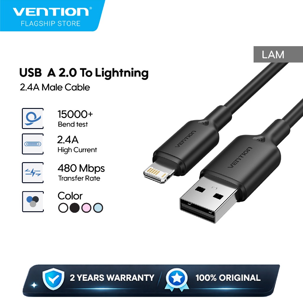 Vention Kabel Charger  USB A To Lightning 2.4A - LAM