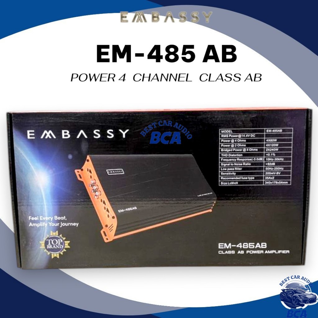 Power Embassy 4Channel EM-485 AB Class AB Power Amplifier