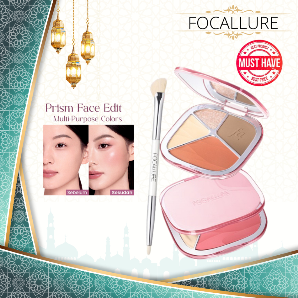 FOCALLURE Multi-Use Makeup Face Prism Palette 3 in 1 Blush Contour Highlighter Natural High Pigmente