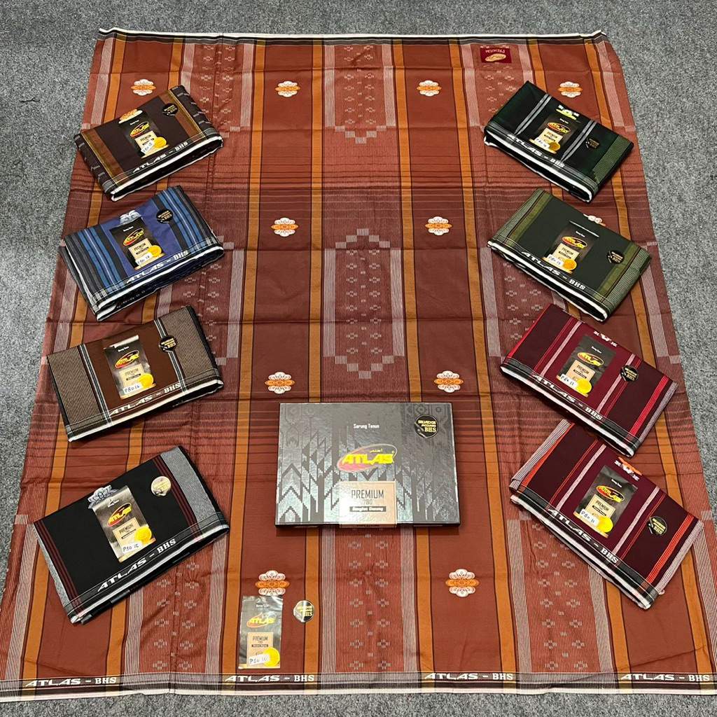 Sarung Atlas Premium 760,780 Motif Songket Gunung Bahan Tetoron Rayon  Gold Quality